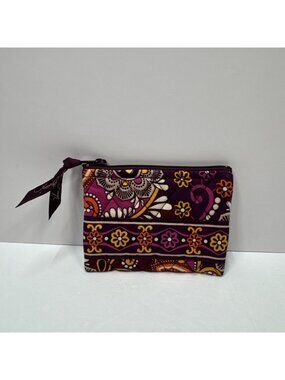 Vera Bradley Fabric Zip One Pocket Coin Purse Wallet Safari Sunset Pattern